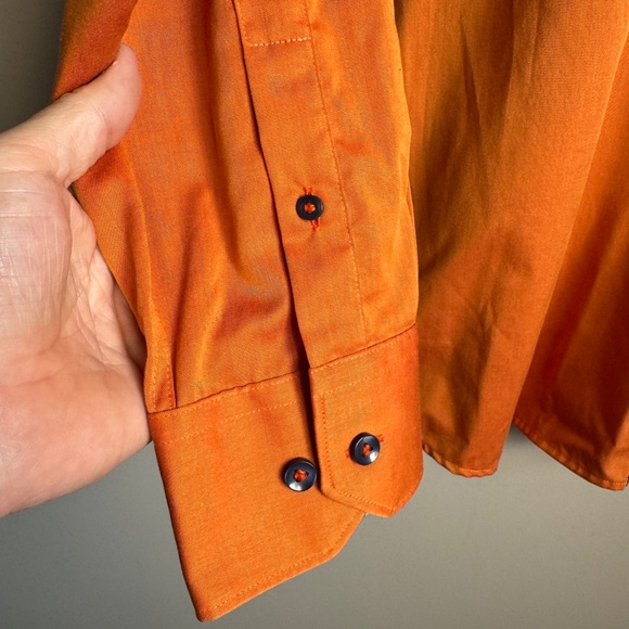 Blu by Polifroni Men's Long Sleeve Casual Dress Shirt Burnt Orange XL Flip Cuffs - Picture 3 of 16